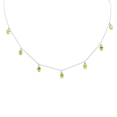 SPECIAL!3.80ct 14K White Gold Peridot Gemstone Dangle Pendant Necklace 18"Long