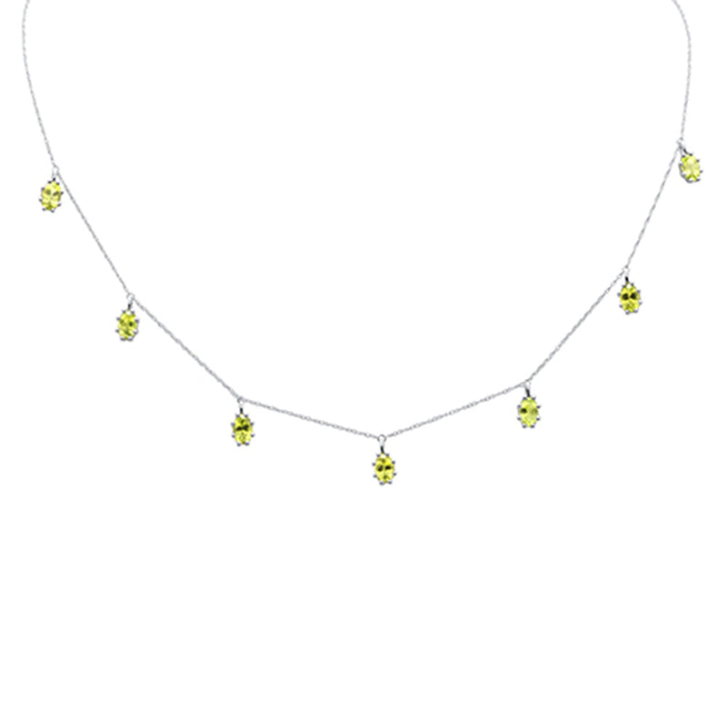 SPECIAL!3.80ct 14K White Gold Peridot Gemstone Dangle Pendant Necklace 18"Long