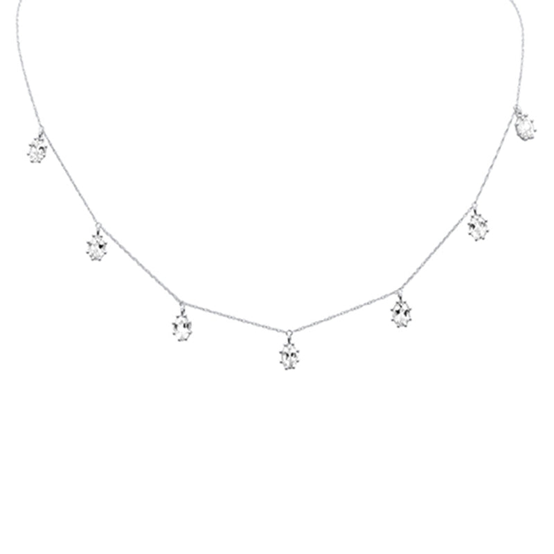 SPECIAL! 4.25ct G SI 14K White Gold White Topaz Gemstone Dangle Pendant Necklace 18" Long