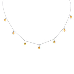 2.22ct 14K White Gold Citrine Gemstone Dangle Pendant Necklace 18"Long