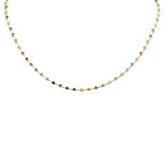 GEMSTONE CLOSEOUT!   3.60ct G SI 14K Yellow Gold Multi Color Gemstone Round Bar Link Necklace 16" Long
