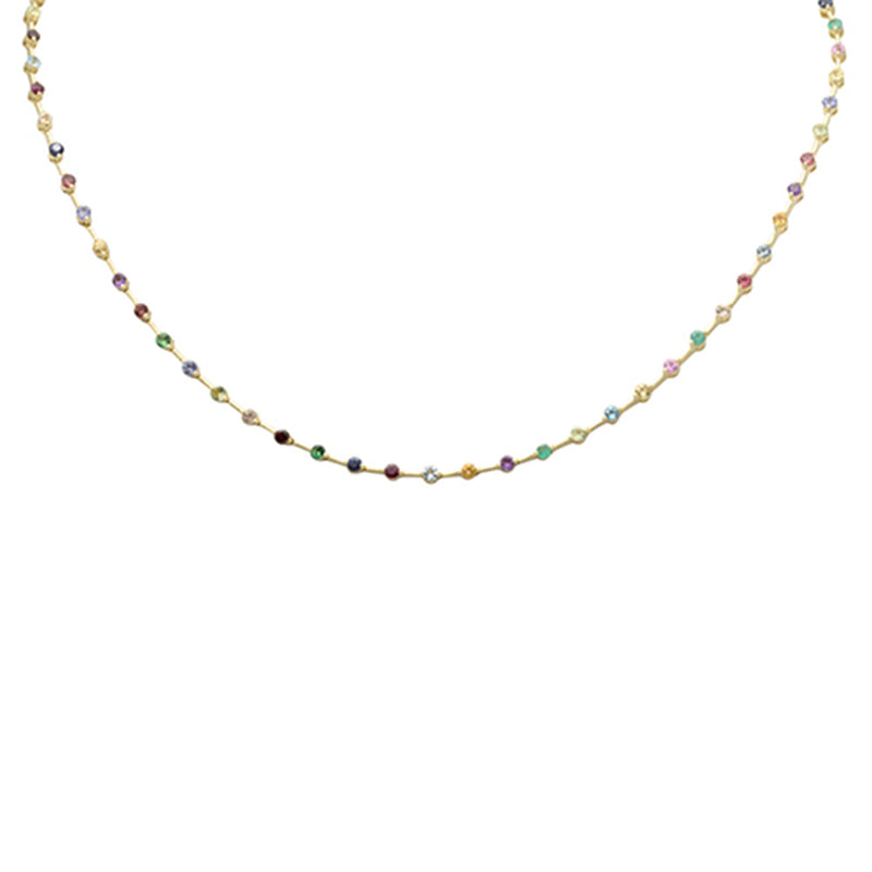 GEMSTONE CLOSEOUT!   3.60ct G SI 14K Yellow Gold Multi Color Gemstone Round Bar Link Necklace 16" Long