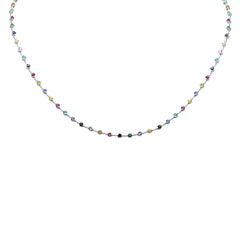 GEMSTONE CLOSEOUT!   3.51ct G SI 14K White Gold Multi Color Gemstones Necklace 16" Long