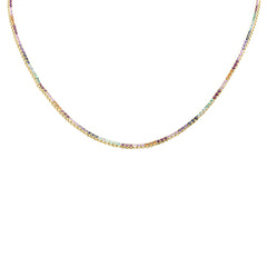 GEMSTONE  CLOSEOUT! 4.81ct G SI 14K Yellow Gold Multi Color Gemstone Tennis Necklace 16" Long