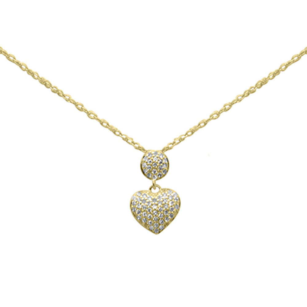 .12ct G SI 14K Yellow Gold Diamond Heart Pendant Necklace 18"Long