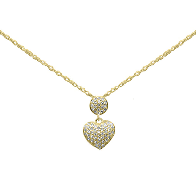 .12ct G SI 14K Yellow Gold Diamond Heart Pendant Necklace 18"Long