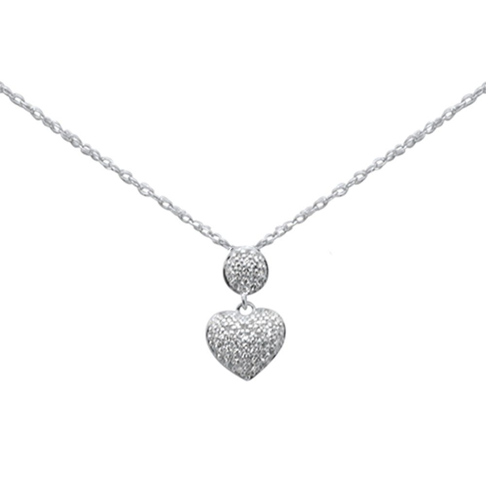 .12ct G SI 14K White Gold Diamond Heart Pendant Necklace 18"Long
