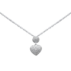 .12ct G SI 14K White Gold Diamond Heart Pendant Necklace 18"Long