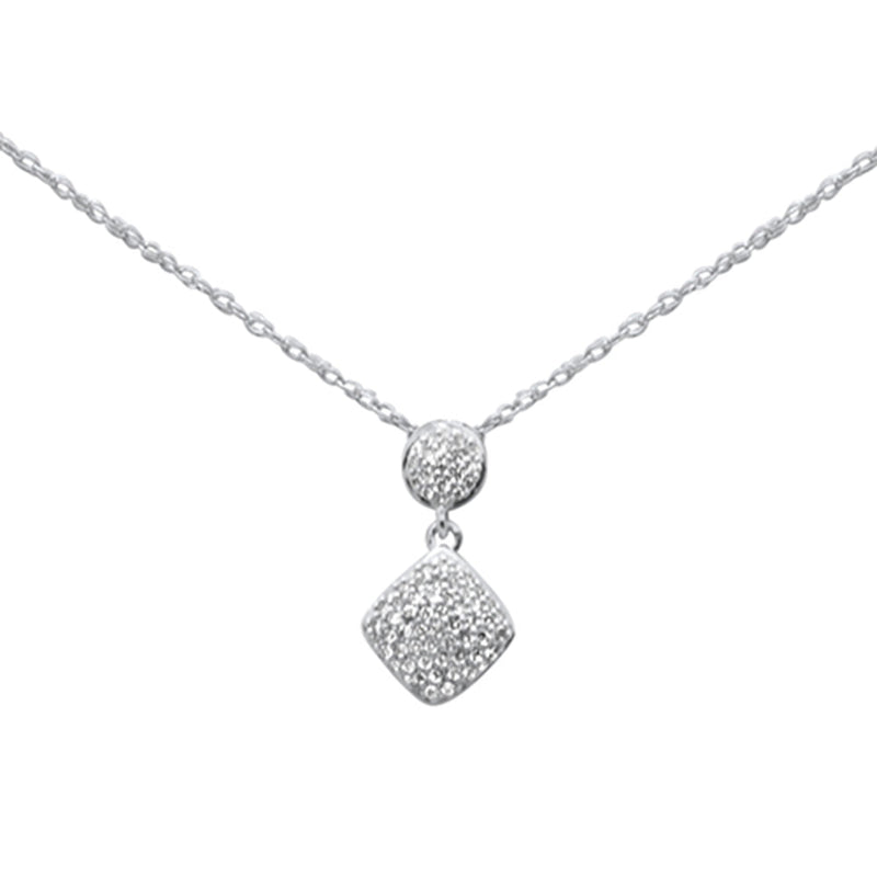 .13ct G SI 14K White Gold Diamond Pendant Necklace 18"Long
