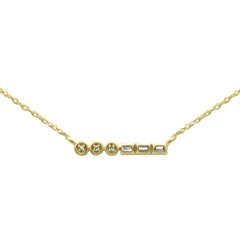 .06ct G SI 14K Yellow Gold Round & Baguette Diamond Pendant Necklace 18"Long