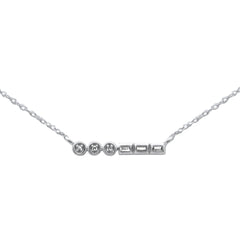 .06ct G SI 14K White Gold Diamond Round & Baguette Pendant Necklace 18"Long