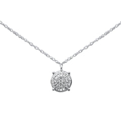 .06ct G SI 14K White Gold Diamond Round Pendant Necklace 18"Long