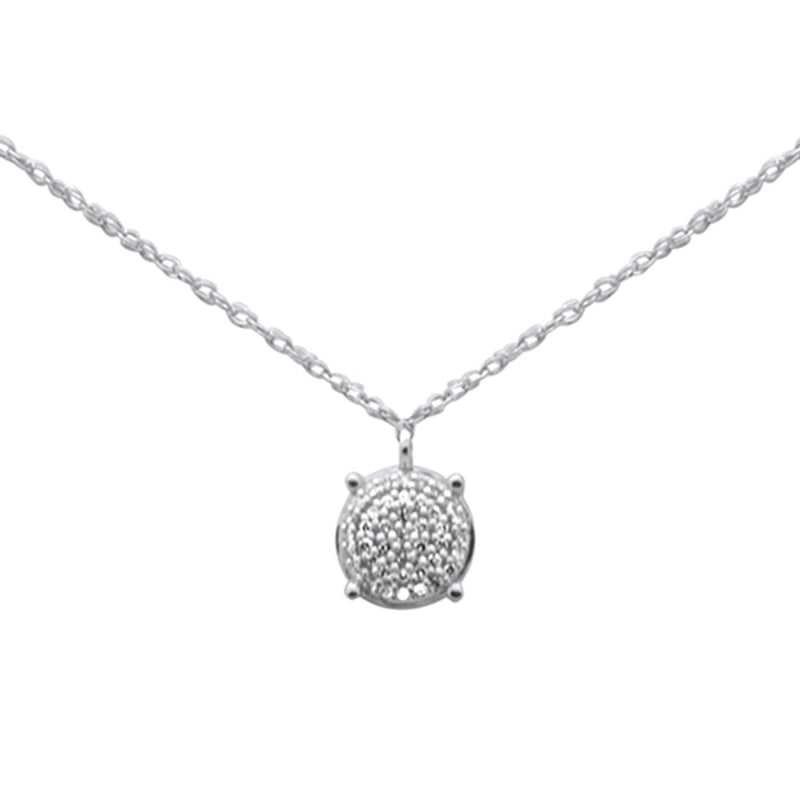 .06ct G SI 14K White Gold Diamond Round Pendant Necklace 18"Long