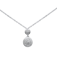 .13ct G SI 14K White Gold Diamond Round Drop Necklace 18"Long