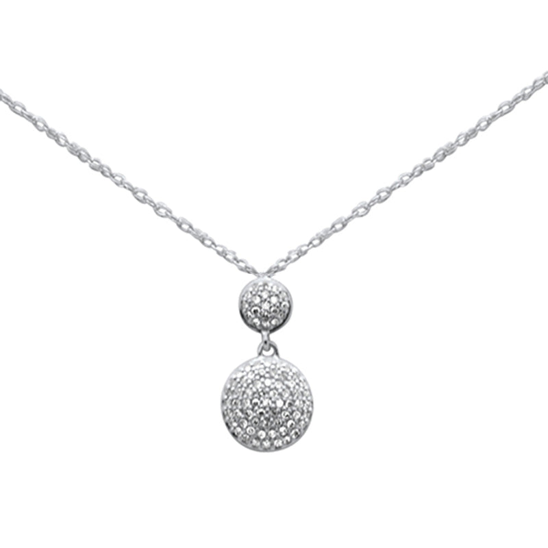 .13ct G SI 14K White Gold Diamond Round Drop Necklace 18"Long