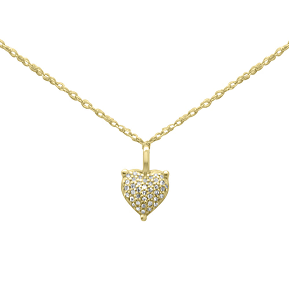 .06ct G SI 14K Yellow Gold Diamond Heart Pendant Necklace 18"Long
