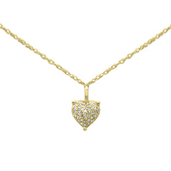 .06ct G SI 14K Yellow Gold Diamond Heart Pendant Necklace 18"Long