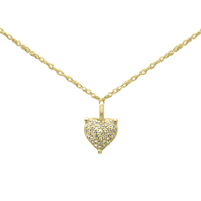 .06ct G SI 14K Yellow Gold Diamond Heart Pendant Necklace 18"Long