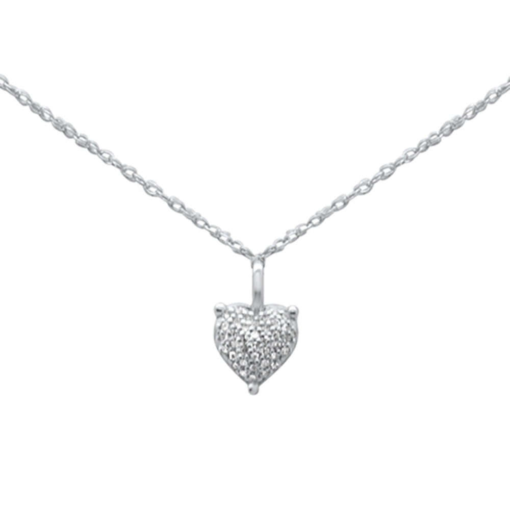 .06ct G SI 14K White Gold Diamond Heart Pendant Necklace 18"Long