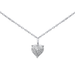 .06ct G SI 14K White Gold Diamond Heart Pendant Necklace 18"Long
