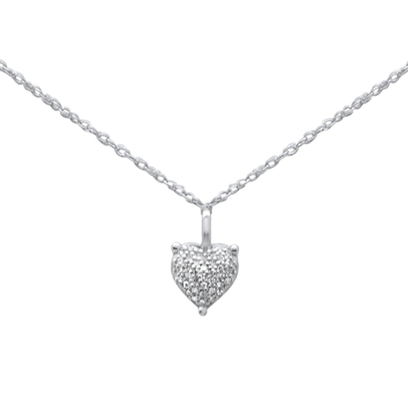 .06ct G SI 14K White Gold Diamond Heart Pendant Necklace 18"Long