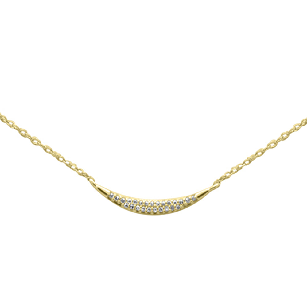 .04ct G SI 14K Yellow Gold Diamond Crescent Pendant Necklace 18"Long