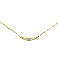 .04ct G SI 14K Yellow Gold Diamond Crescent Pendant Necklace 18"Long