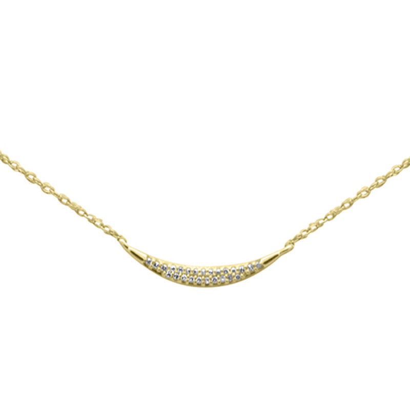 .04ct G SI 14K Yellow Gold Diamond Crescent Pendant Necklace 18"Long