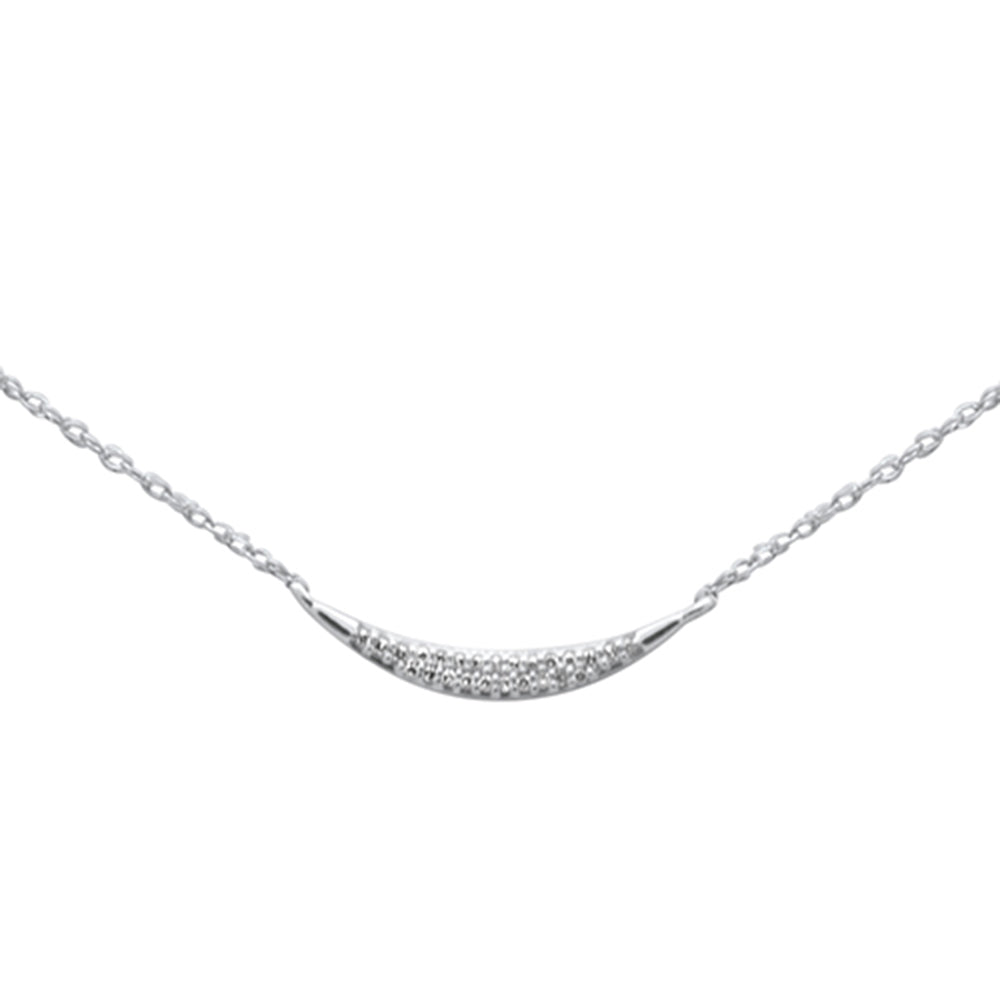 .04ct G SI 14K White Gold Diamond Cresent Pendant Necklace 18"Long