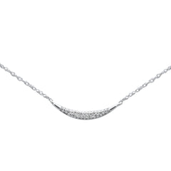 .04ct G SI 14K White Gold Diamond Cresent Pendant Necklace 18"Long