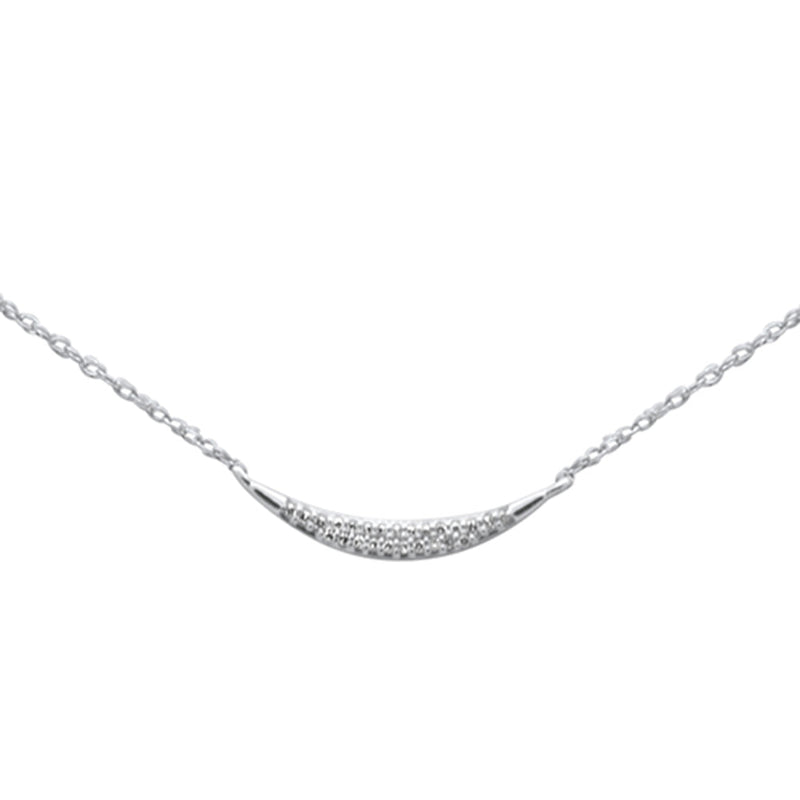.04ct G SI 14K White Gold Diamond Cresent Pendant Necklace 18"Long