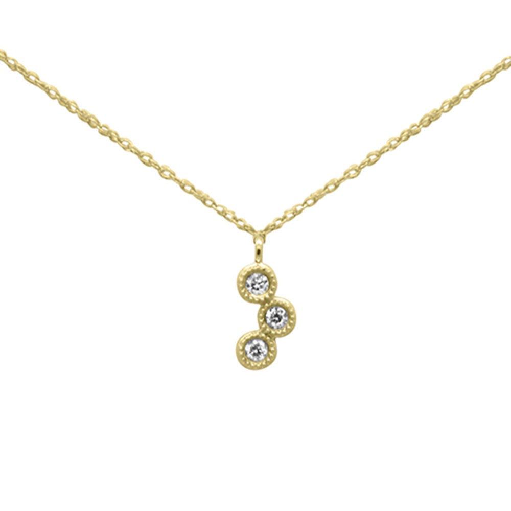 .08ct G SI 14K Yellow Gold Diamond Bezel Pendant Necklace 18"Long