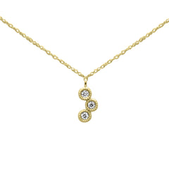 .08ct G SI 14K Yellow Gold Diamond Bezel Pendant Necklace 18"Long