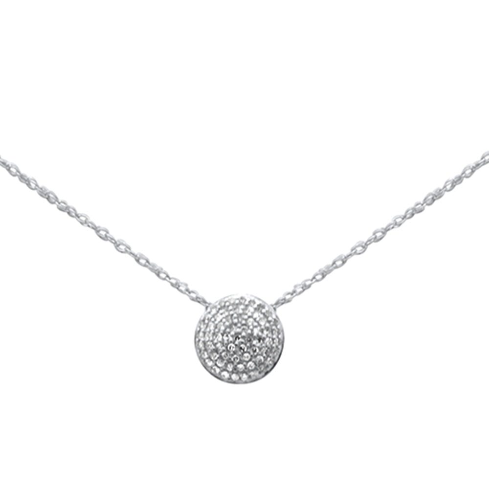 .12ct G SI 14K White Gold Diamond Round Pendant Necklace 18"Long