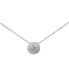 .12ct G SI 14K White Gold Diamond Round Pendant Necklace 18"Long