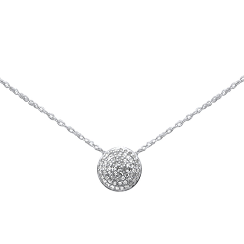 .12ct G SI 14K White Gold Diamond Round Pendant Necklace 18"Long