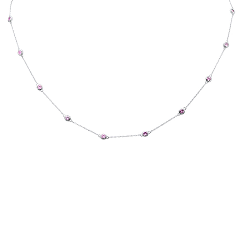 SPECIAL! 1.35ct G SI 14K White Gold Pink Sapphire by Yard Pendant Necklace 18"Long