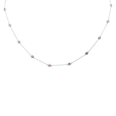 SPECIAL! 1.35ct G SI 14K White Gold Pink Sapphire by Yard Pendant Necklace 18"Long