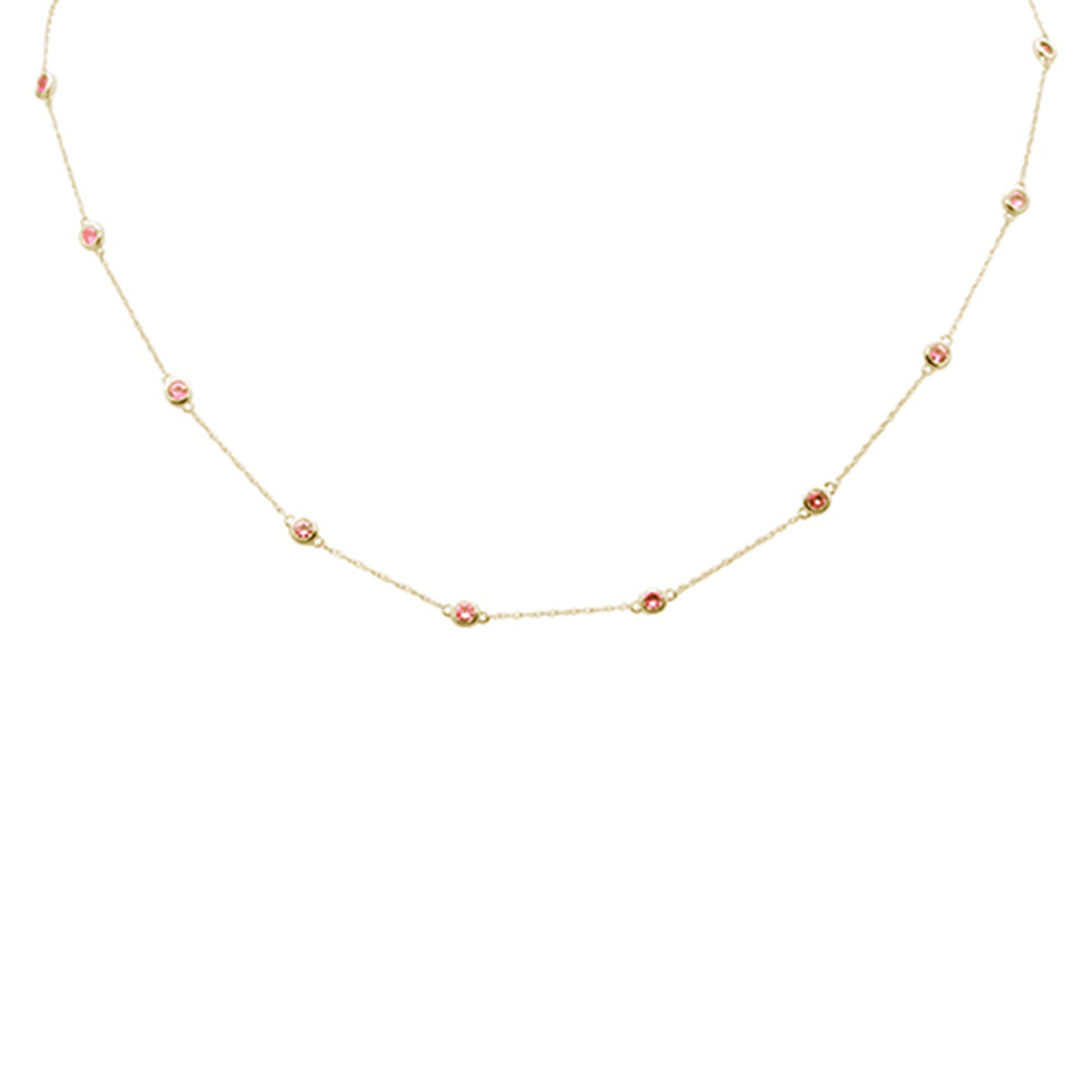 SPECIAL! 1.35ct G SI 14K Yellow Gold Pink Sapphire by Yard Pendant Necklace 18"Long