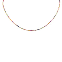 GEMSTONE CLOSEOUT! 5.56ct G SI 14K Yellow Gold Diamond & Multi Color Gemstone Tennis Necklace 18"Long