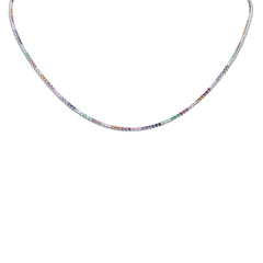 GEMSTONE  CLOSEOUT!5.60ct G SI 14K White Gold Multi Color Gemstone Tennis Necklace 18"Long