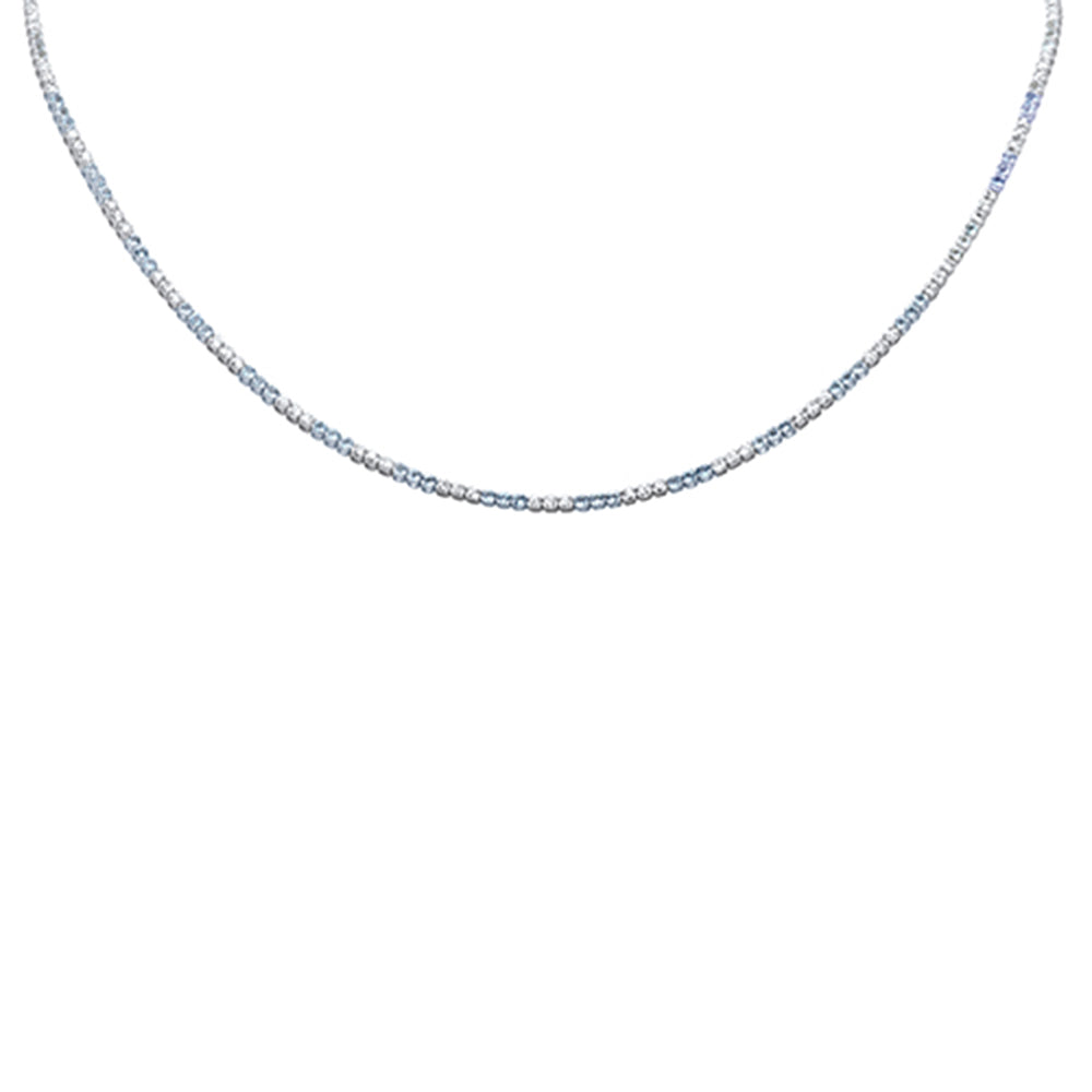 SPECIAL! 4.20ct G SI 14K White Gold Diamond & Aquamarine Gemstone Tennis Necklace 16+2" Ext