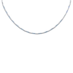 SPECIAL! 4.20ct G SI 14K White Gold Diamond & Aquamarine Gemstone Tennis Necklace 16+2" Ext