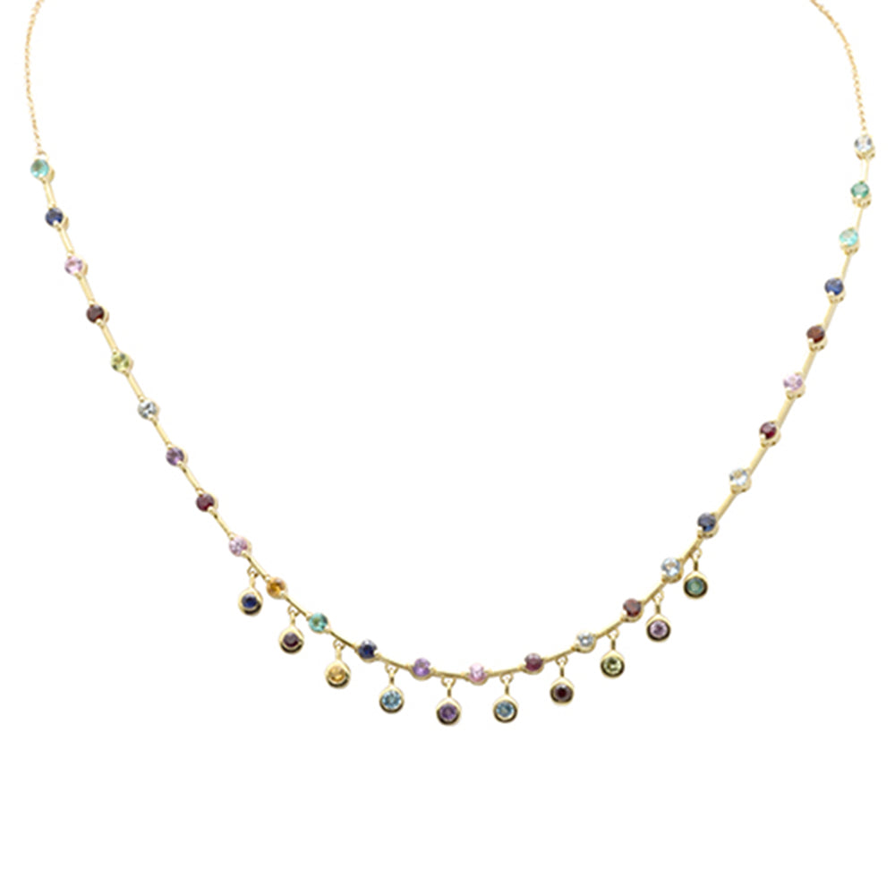 GEMSTONE CLOSEOUT!  2.48ct G SI 14K Yellow Gold Multi Color Gemstone Necklace 16 + 2" Ext