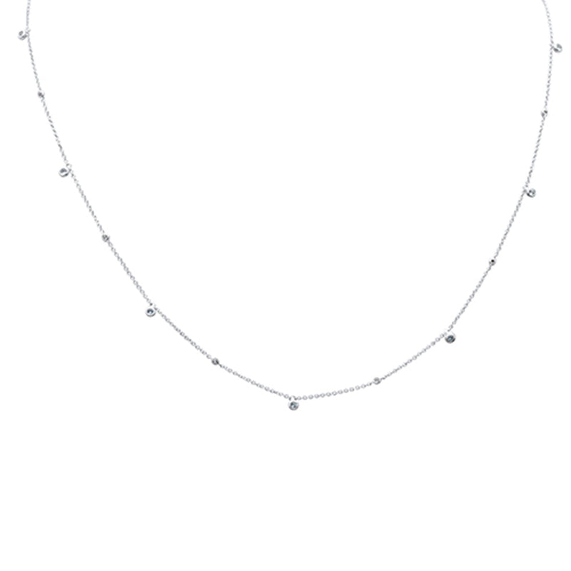 SPECIAL! .16ct G SI 14K White Gold Aquamarine Gemstone Necklace 18" Long