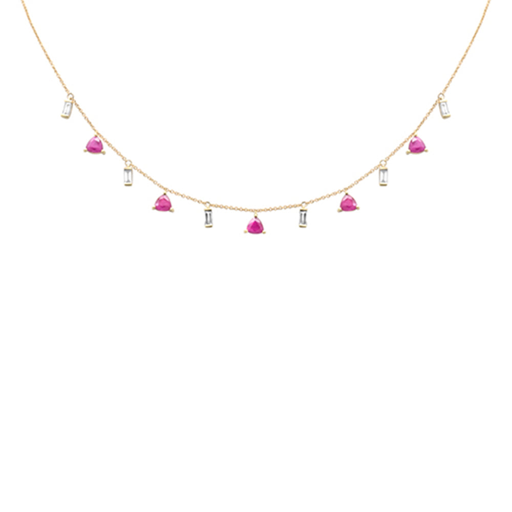 GEMSTONE  CLOSEOUT!  3.68ct G SI 14K Yellow Gold Diamond & Ruby Gemstone Pendant Necklace 16 + 2" Ext