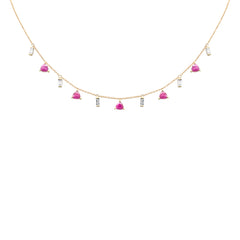 GEMSTONE  CLOSEOUT!  3.68ct G SI 14K Yellow Gold Diamond & Ruby Gemstone Pendant Necklace 16 + 2" Ext