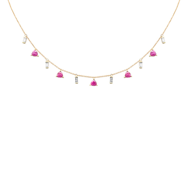 GEMSTONE  CLOSEOUT!  3.68ct G SI 14K Yellow Gold Diamond & Ruby Gemstone Pendant Necklace 16 + 2" Ext