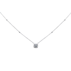 SPECIAL! .15ct G SI 14K White Gold Diamond & Aquamarine Pendant Necklace 18"Long