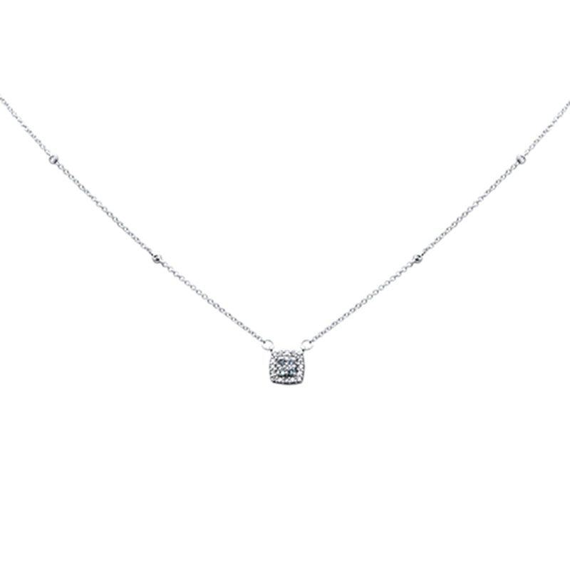 SPECIAL! .15ct G SI 14K White Gold Diamond & Aquamarine Pendant Necklace 18"Long